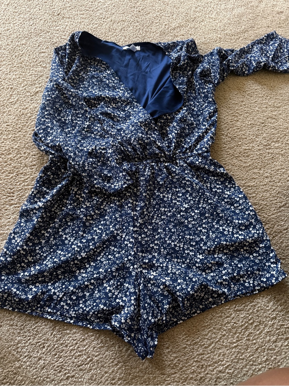 Arizona Jean Company Navy Blue Floral Romper